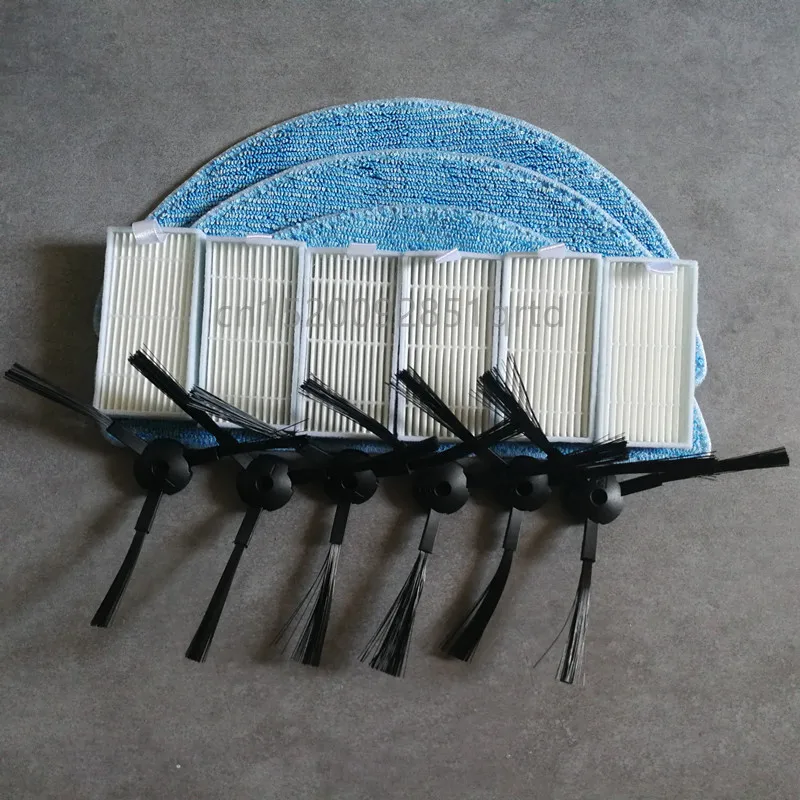 

for ilife v5s pro ilife v5 ilife v50 v55 x5 V3 v5pro v3s pro Vacuum Cleaner Parts 6* side brush + 6* HEPA Filter +3* Mop Cloth