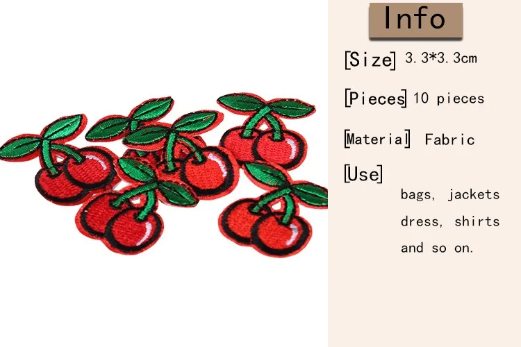 TIANXINYUE нашивки 10 шт. нашивки с вишней на железе DIY вышитые аппликации пришить наклейки для одежды сумки фруктовый мотив