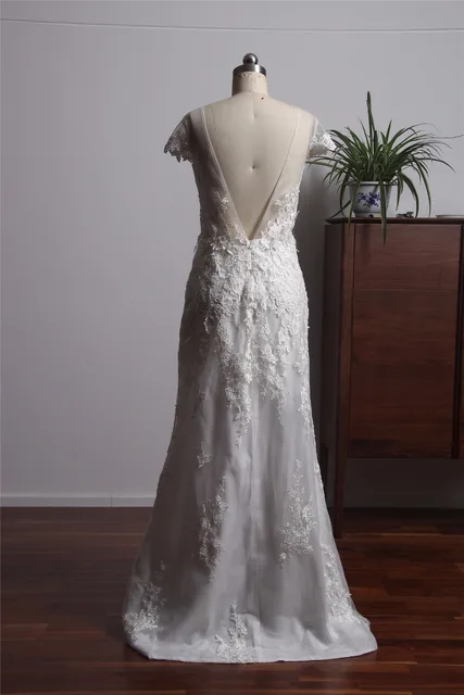 Simple Beautiful Backless Wedding Dress Mermaid Style Vintage Lace Simple Beautiful Backless Wedding Dress Mermaid Style Vintage Lace Bride Dresses Vestidos De Novia 2017