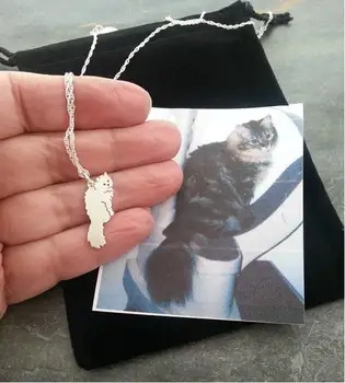 

Custom Sitting Cat Pendant Necklace, Your Pet Pendant, Cat silhouette Memory Jewelry Keepsake Memorial Gift--12 pcs/Lot