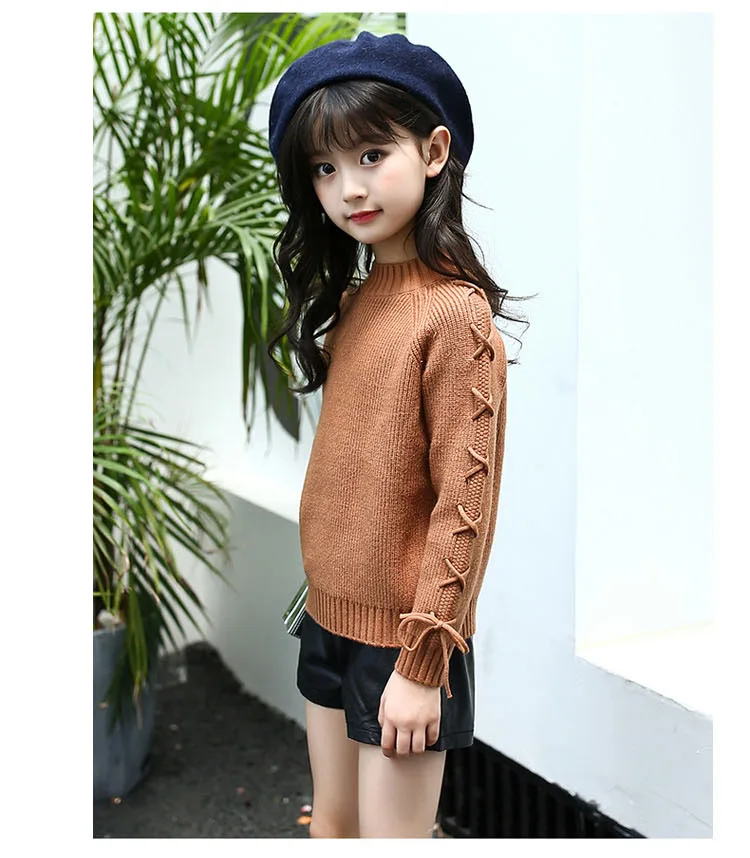 knitted big girls sweaters winter 2017 autumn knit sweaters for girls' school clothing solid pink brown long sleeve tops 5 6 7 8 9 10 11 12 13 14 15 16 years little big teenage girls  sweaters for children girls sweaters  (6)