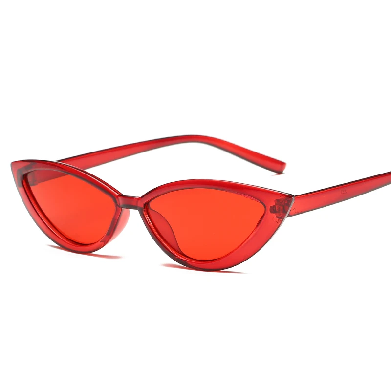 Кошачий глаз, стильные солнцезащитные очки с прозрачной оправой, женские, фиолетовые, красные, розовые, летние аксессуары для пляжа, Модные женские солнцезащитные очки, UV400 - Цвет линз: Красный