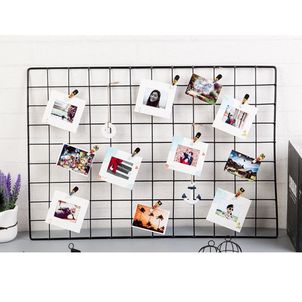 DIY Grid Photo Wall Multifunction Wall Mounted Living Room Iron Multi-frame Photos Storage Rack Home DIY Decoration