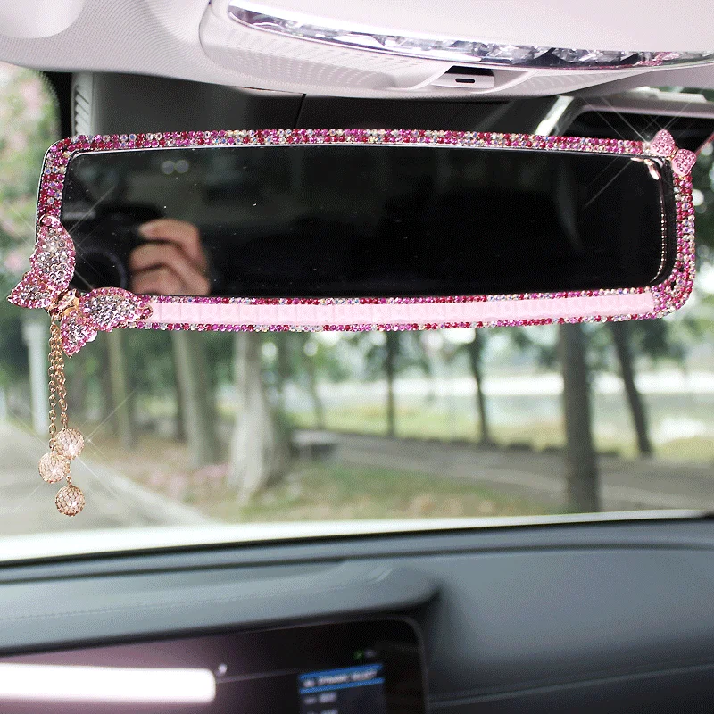 TasselsCrystalCarInteriorRearviewMirrorBlingRhinestones