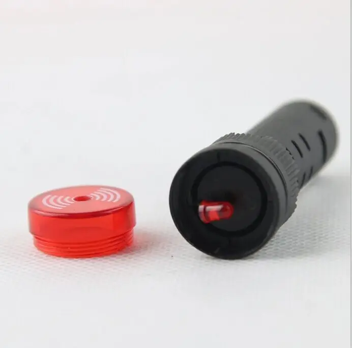AD16-16SM 12V 24V 220V 16mm Flash LED Alarm Indicator Light Signal Lamp Flashmetal Active Beep Buzzer Intermittent Sound Red