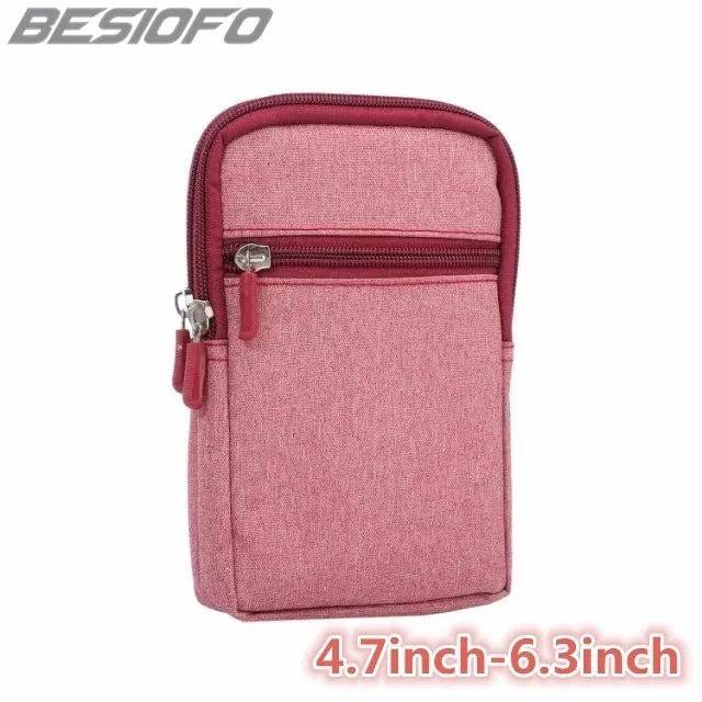 

Phone Case For Huawei P6 P7 P8 P9 P10 Lite Plus P20 Double Pockets Denim Fabric Bag Hook Loop With Belt Pouch Holster Cover