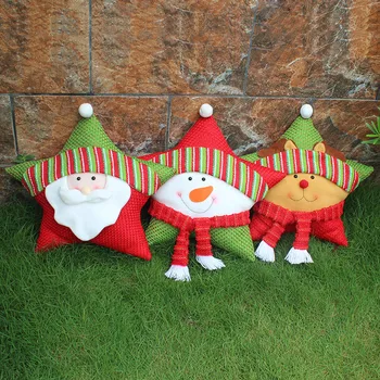 

2018 New Year Christmas Pentagram cushion Decoration Santa Snowman Elk Five Star Pillow New Christmas Gift Home Party Decor