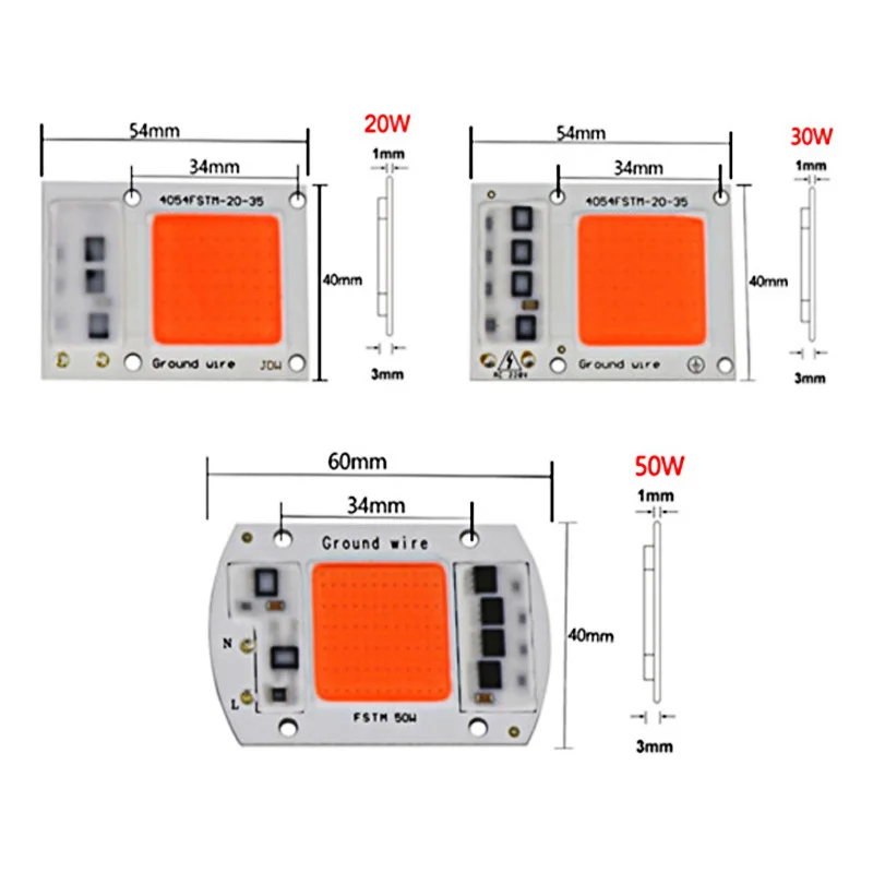 20 Вт 30 Вт 50 Вт COB светодиодный светильник для выращивания с чипом переменного тока 220 в полный спектр Фито лампа 280нм-840нм лампа для выращивания растений
