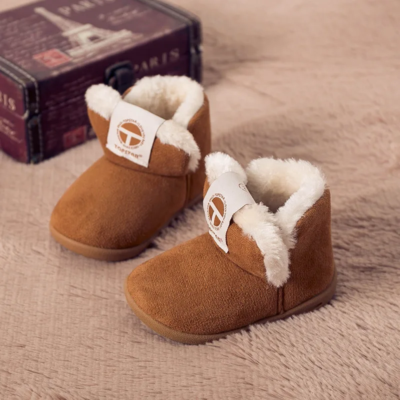 Детская обувь с хлопчатобумажными стельками зимние ботинки для мальчиков и девочек г. От 1 до 3 лет теплые зимние ботинки с мягкой подошвой новая Нескользящая детская обувь - Цвет: Chocolate