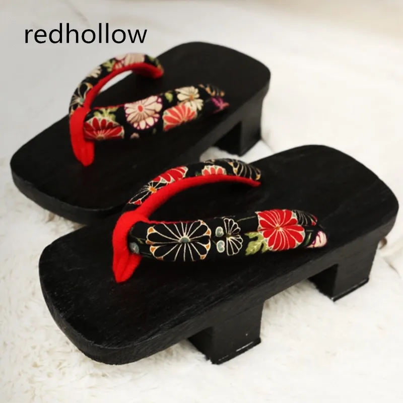 

2018 Summer unisex women sexy sandals Japanese Gate Gentleman Bidentate Clogs candlenut Geta Cosplay costumes flip flops