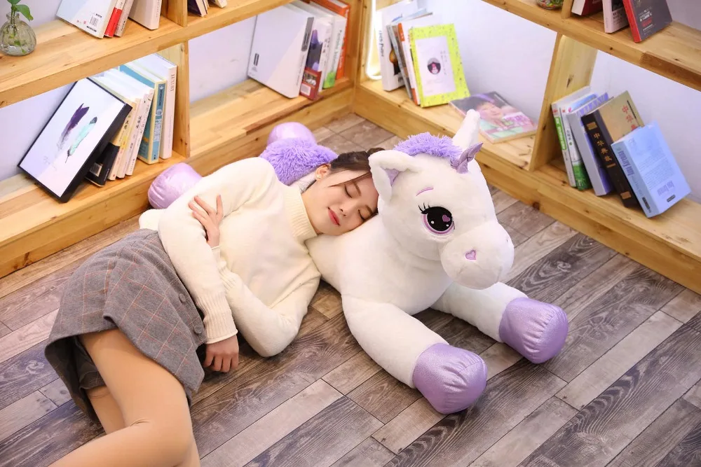 Brinquedos de Pelúcia Brinquedo de Cavalo de Pelúcia Unicórnio Branco Gigante Macio Unicornio Peluche Boneca Presente Crianças Foto Adereços 85 cm - 100 14 Animais de pelúcia
