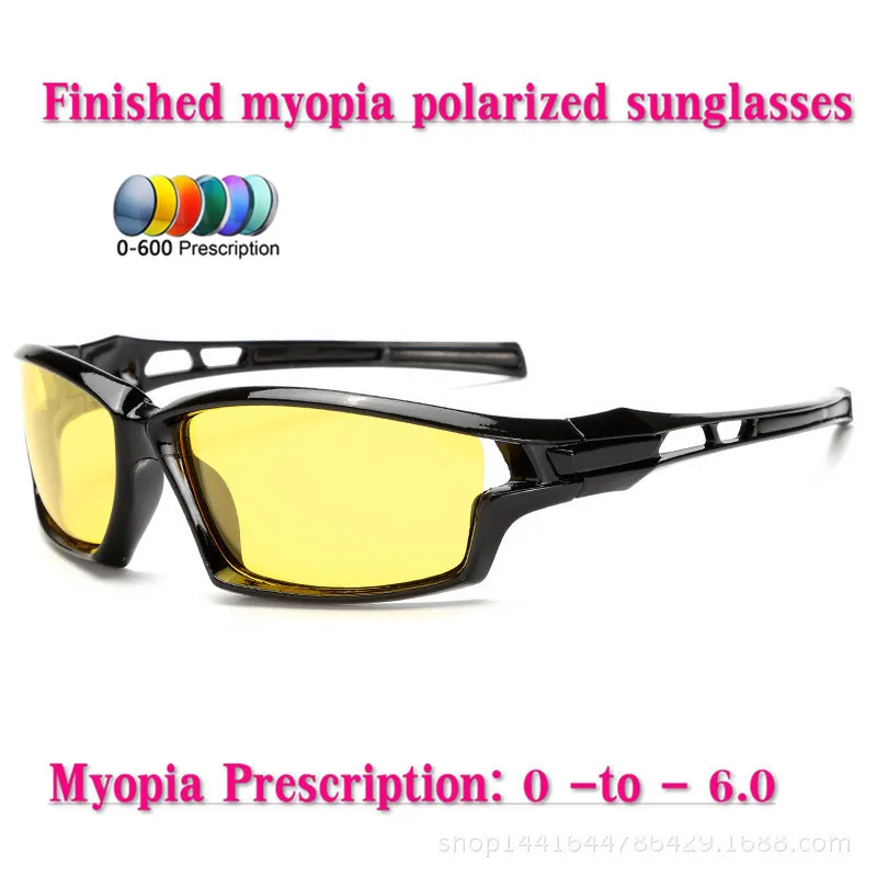 black-yellow-400 Диоптрийные поляризационные солнцезащитные очки для мужчин и женщин, близорукие очки по рецепту, мужские очки ночного видения для вождения, УФ NX - Цвет линз: black-yellow-400