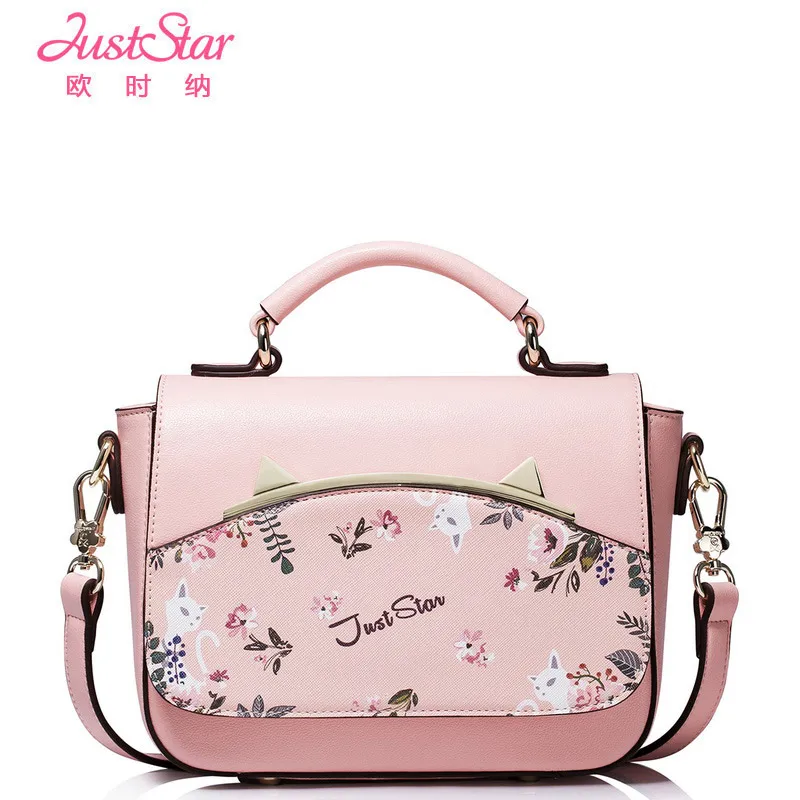 Just Star Designer Brand Women Pu Leather Handbags Crossbody Shoulder Messenger Bags Small Teenage Girls Handbag