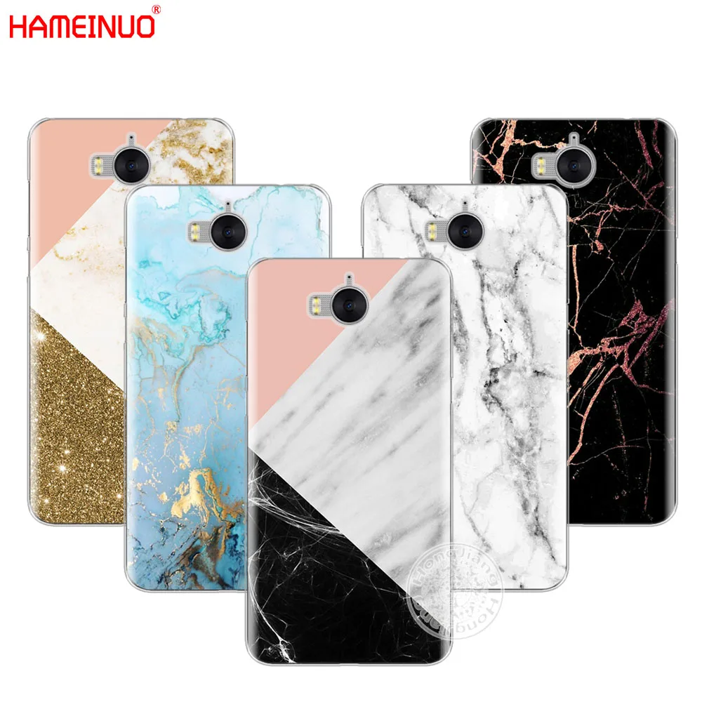 HAMEINUO золотистый синий черный мраморный коллаж чехол для huawei honor 3C 4A 4X 4C 5X 6 7 8 Y6 Y5 Y3 Y7