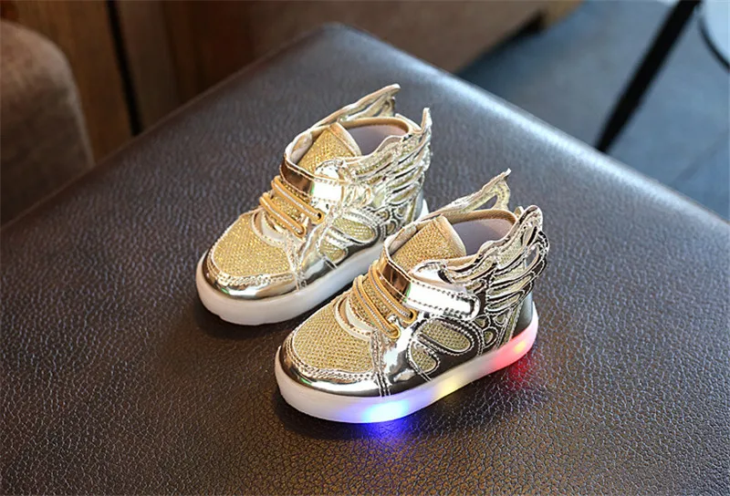 New Kids Glowing Sneakers Spring  Autumn Wing LED USB Luminous Lighted Shoes For Boys Girls Cute Children Lighted Sneaker XSKD01 (6)