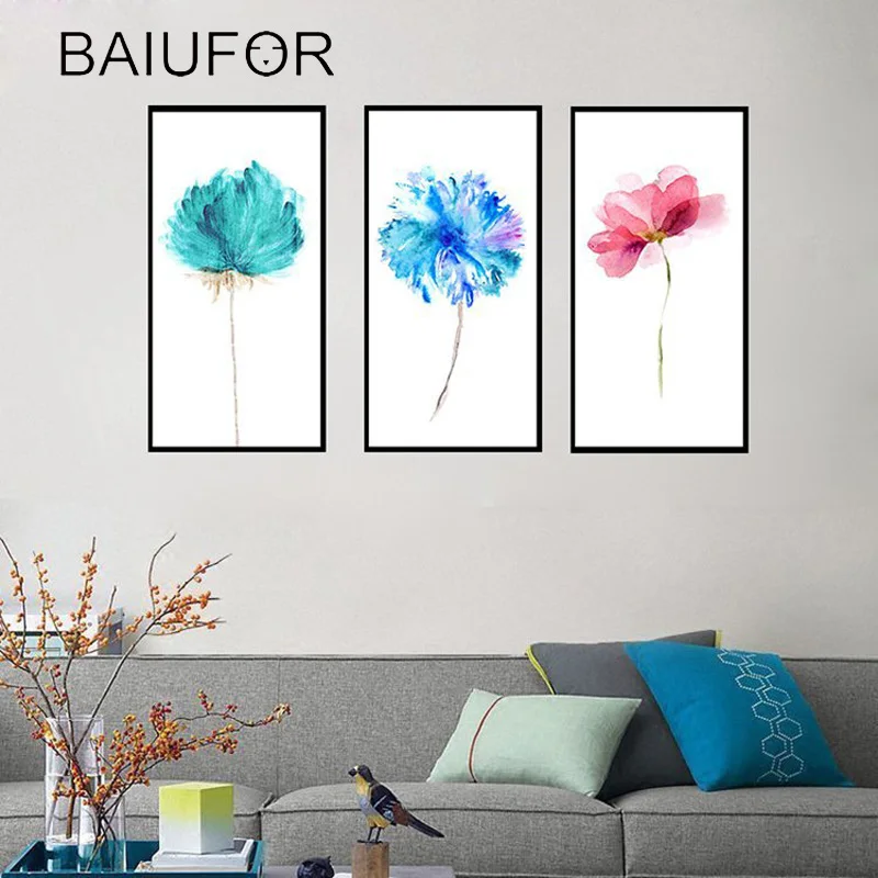 BAIUFOR Modern Watercolor Plant Flower Painting A4 Canvas Print Nordic Posters Floral Wall Picture Living Room Home Decor quadro | Дом и сад