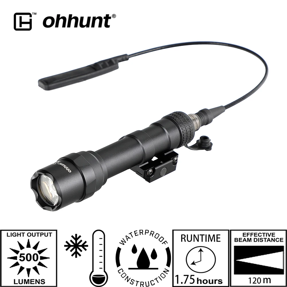 Resistência a Baixas Temperaturas para Montar Led à Prova Ohhunt Tactical Caça Luz Lanterna d’ Água 1913 Ferroviário M600 Ipx6-ipx7 M300