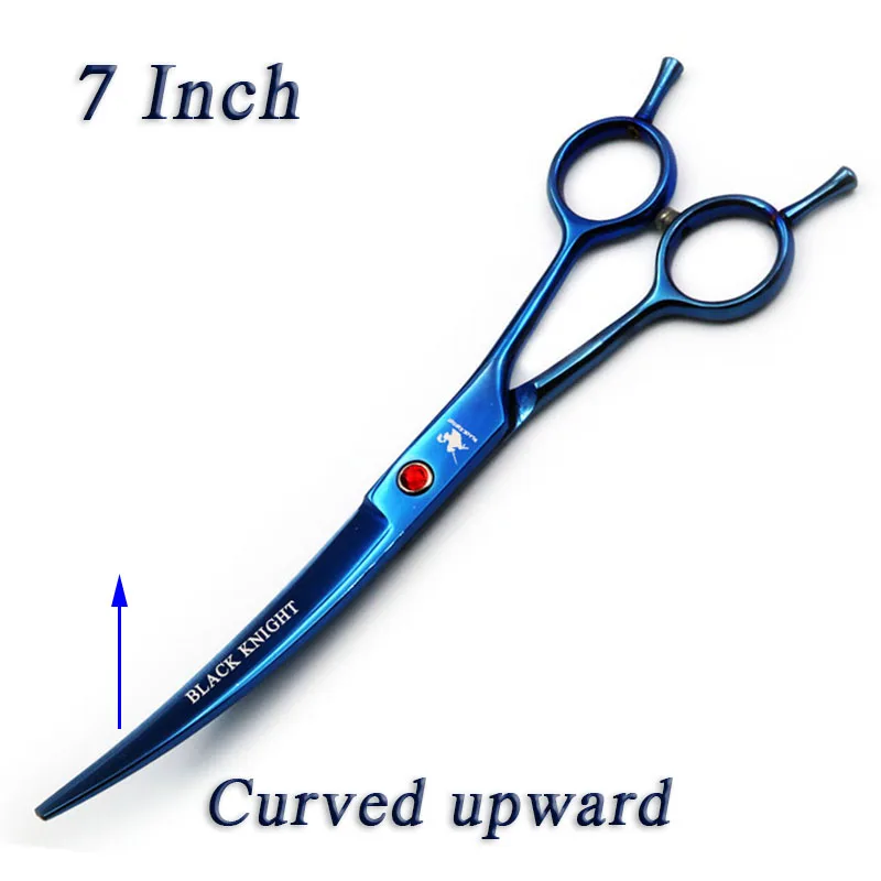 

7 inch Hairdressing Scissors Professional Barber Salon Hair Cutting Scissors Curved upward Pet Shears With Case Blue style