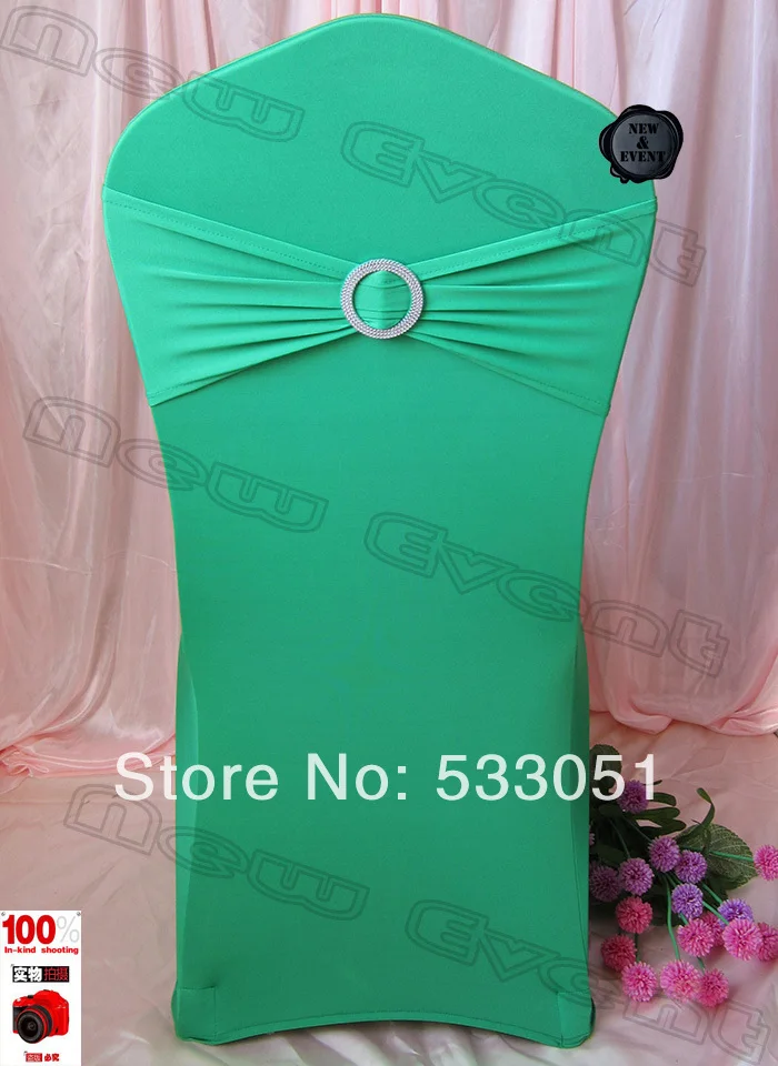 210g/m2 Green Spandex Chair Cover With Lycra Bands And Classic Round
