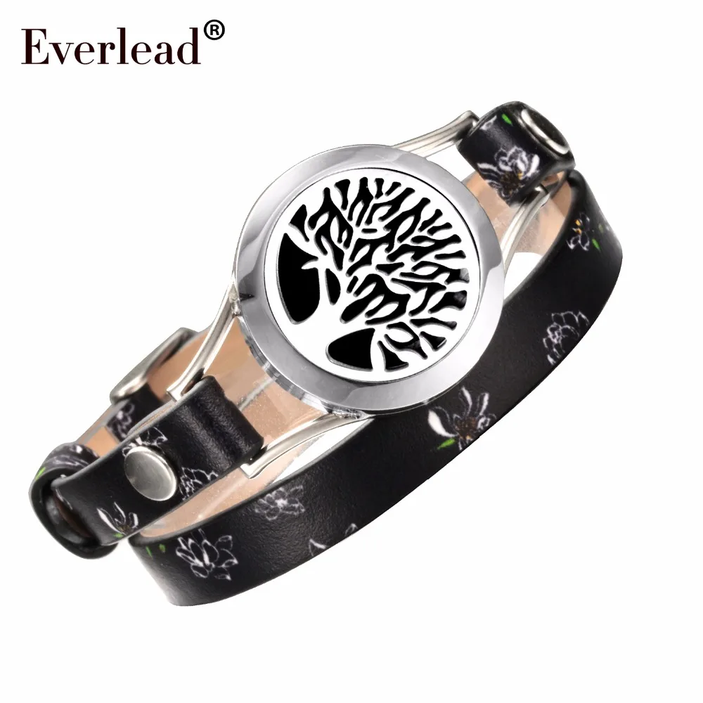 Женский браслет-медальон из натуральной кожи Everlead Tree of life | Украшения и