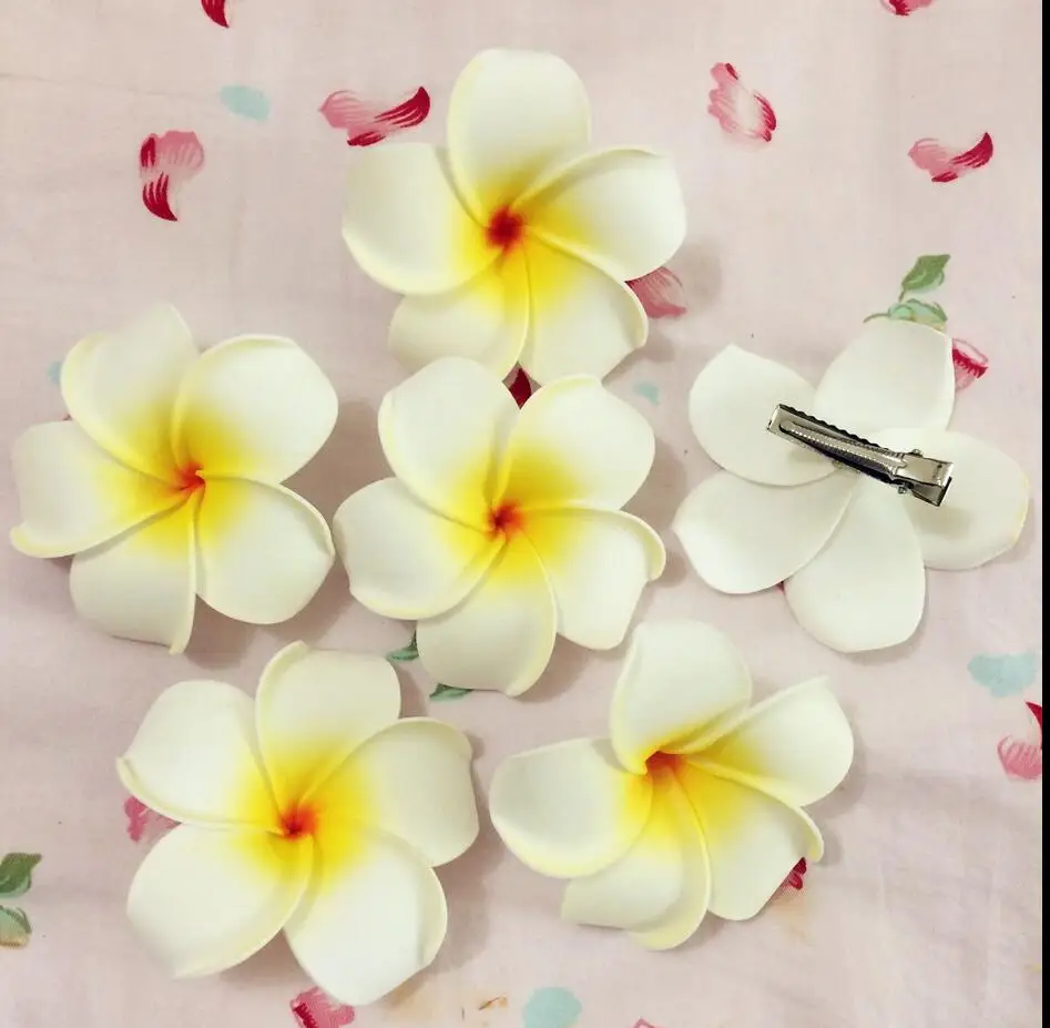 30 white Foam Hawaiian Plumeria flower Frangipani Flower bridal hair