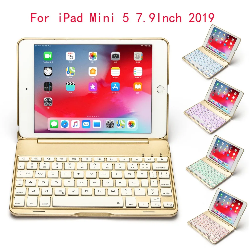 

For iPad Mini 5 Mini 4 7.9Inch Case Aluminium Alloy Wireless Bluetooth Backlight Keyboard Cover With Auto Sleep Wake 619
