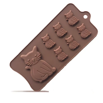 

1 Pcs 25.5*11.8*0.8cm Brown 7 Grids Cat Shape Chocolate Fondant Cake Cookie Silicone Mold Decorating Tools DIY Soap Mold E247