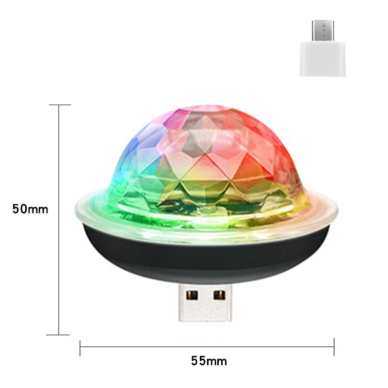 Автомобильный интерьерный атмосферный светильник s Mini USB светильник s лампа для Apple Android телефон портативный штекер и игра диско сценический светильник - Испускаемый цвет: For Type-c