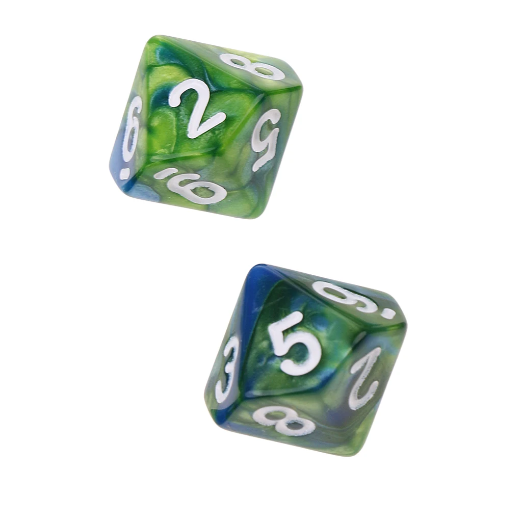 Perfeclan 10pcs 10 Sided D10 Polyhedral Dice Double Color for DND RPG MTG Board Game Accessories Double Colors Dice