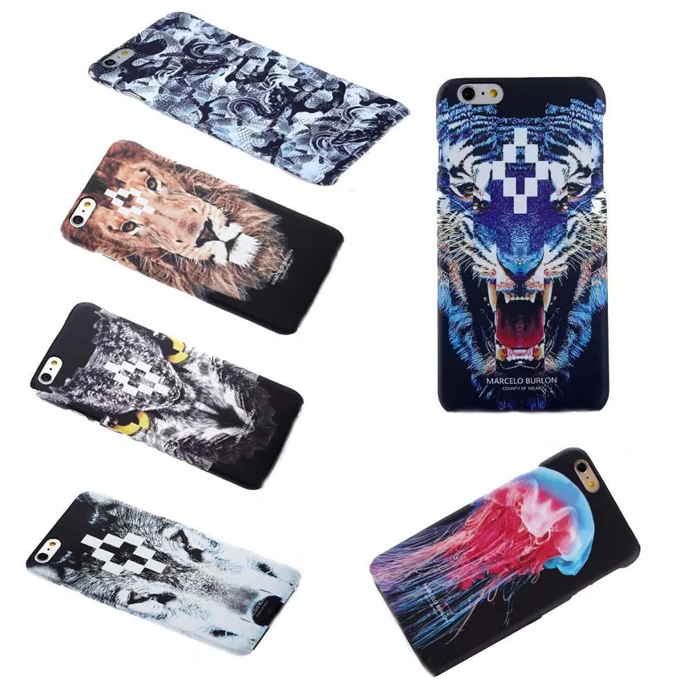 New Marcelo Burlon Cover Wolf Owl Snake Elephant Tiger Case Funda Cover For iPhone 5S SE 6 6S Plus 7 7 Plus Marcelo Coque Cover