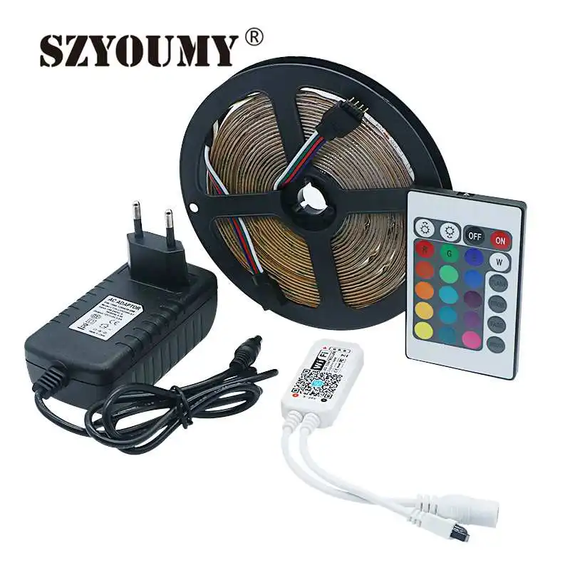 SZYOUMY 5 м 5050 RGB wifi Светодиодная лента Водонепроницаемая RGB 5 М лента-тесьма со светодиодами пульт дистанционного Wi-Fi беспроводной контроллер 12