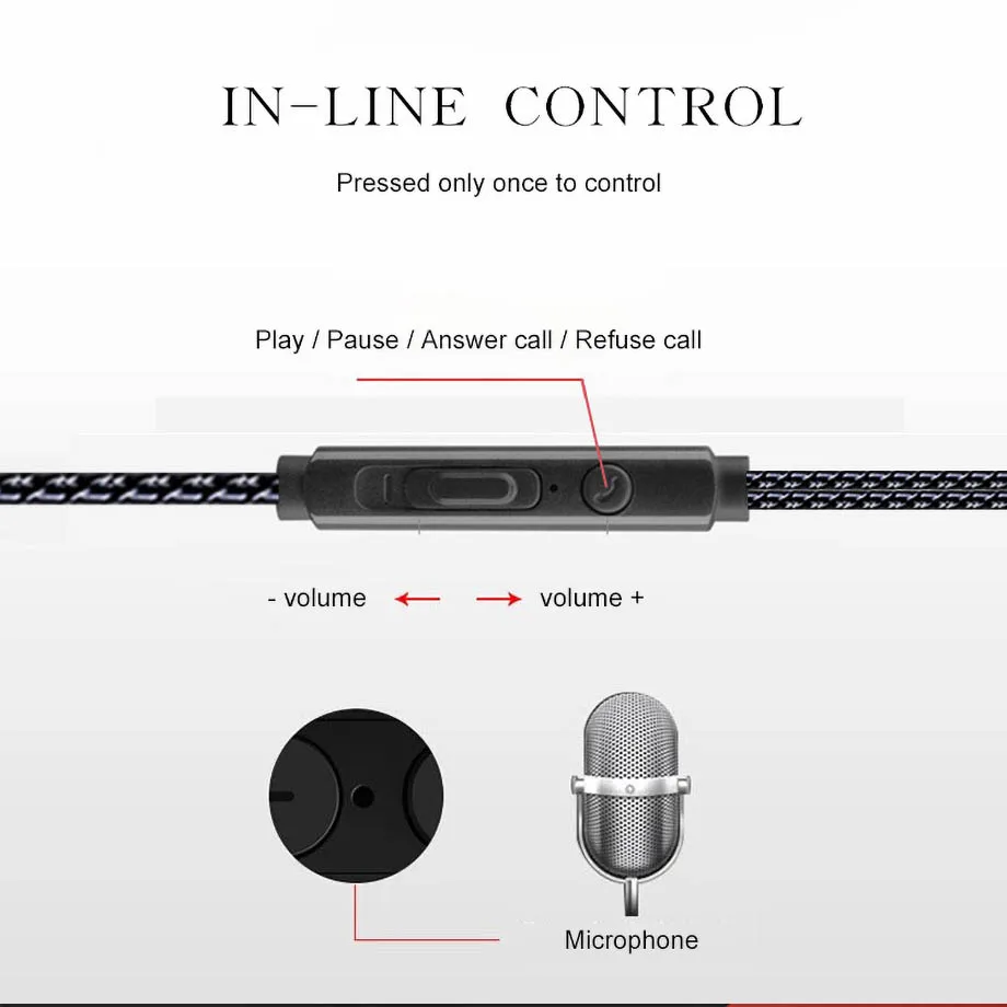 TOMKAs In-Ear Earphones Special Edition Headset Clear Bass Earphones With Microphone 5 Colors Metal Heavy Bass Headphones