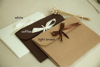 

24*18*0.7cm bow Kraft paper pocket bag Kerchief Handkerchief Silk scarf packing boxes card gift Envelope box 50pcs/llot