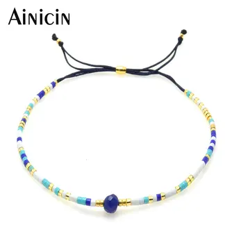 

Mixed Style 2mm Glass Tube Handmade Adjustable Chain Bracelets For Women 10pcs /lot