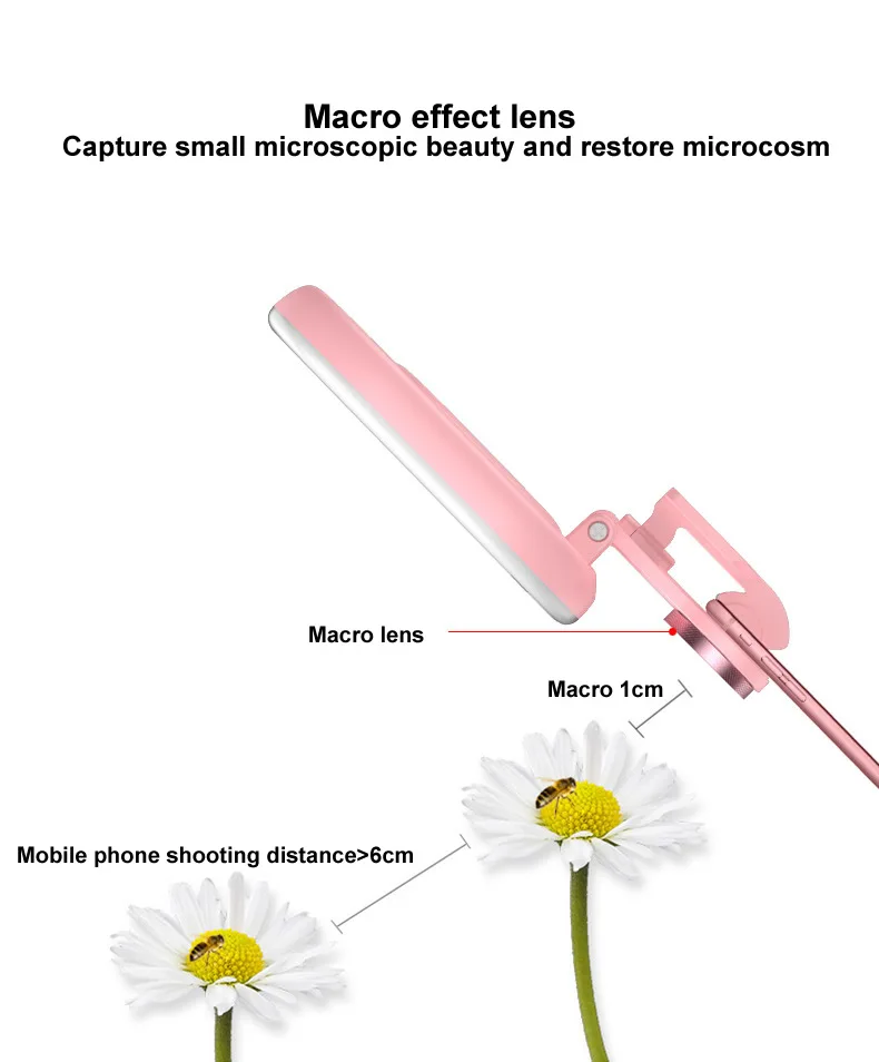 Открытый освещение для фотосъемок двойной круг Live красота мобильный телефон фотография фонарик+ Широкий формат микро объектив без искажений