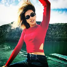 Для женщин сексуальная полые Тонкий одежда с длинным рукавом Вязание О-образным вырезом с коротким блузка молодой собственный магазин