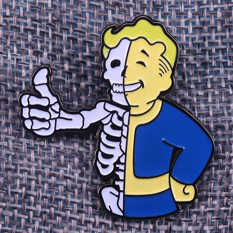 Fallout булавка череп большой палец вверх брошь pip значок для мальчика креативный подарок на Хэллоуин ужас искусство ювелирные изделия куртки рюкзак аксессуар