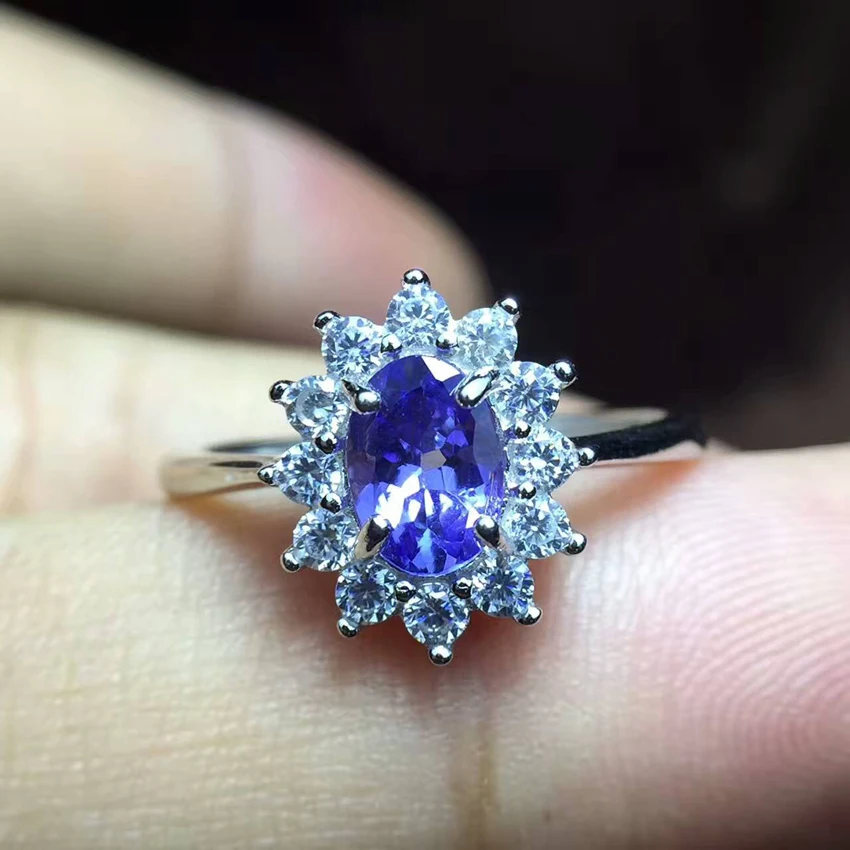 ZHHIRY натуральный Танзанит кольцо синий драгоценный камень подлинный твердый 925 пробы серебро настоящий драгоценный камень женщина ювелирные украшения