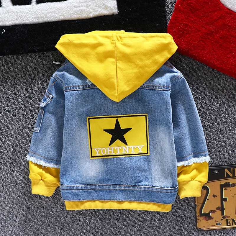 Blusão para 1th Jaqueta Jeans Meninas Crianças Outono Meninos Hoodies Cabolsa Denim Manga Longa Outerwear 2 3 4 5 6 Anos 2020 9 Jaquetas e casacos
