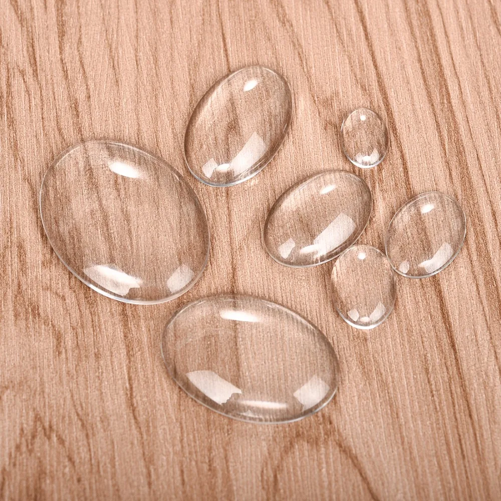 Round Oval Square Heart Teardrop Clear Cabochons Flat Back Transparent Glass for DIY Jewelry Making Handmade Pendant Findings (5)