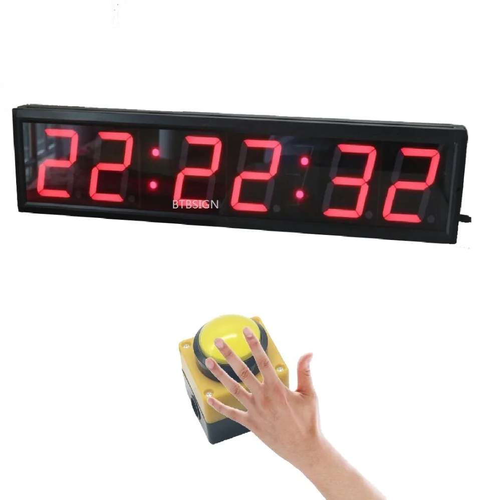 Btbsign grote led countdown timer stopwatch met bedrade grote knop en