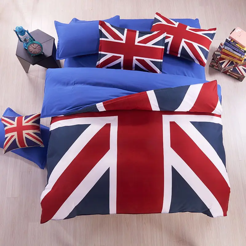 100 Cotton American Britain Flag Bedding Set King Queen Size