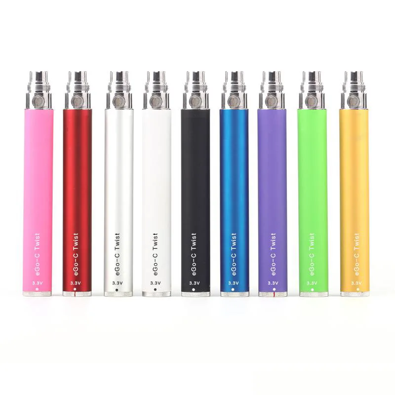 

E Cigarette Ego-C Twist Battery 650/900/1100/1300mAh Adjustable Voltage Vape for Evod 510 CE4 CE5 GS H2 T3S Atomizer Pen Kit