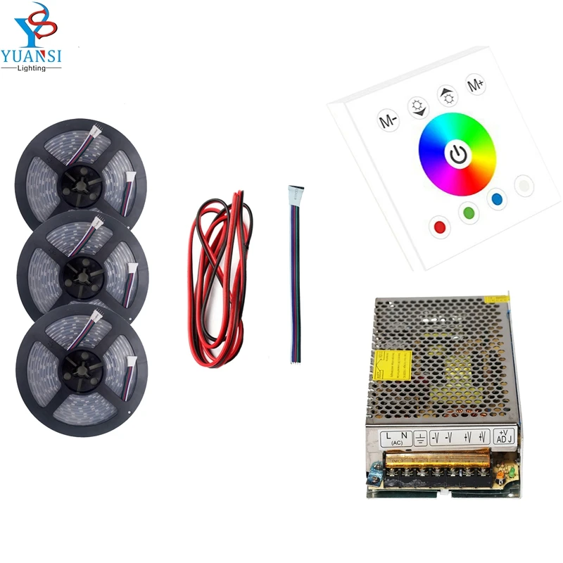 

5m~15m 5050 rgbw rgbww(4colors in 1led)led strip light dc12v+white rgbw touch panel led controller+12v led power adapter