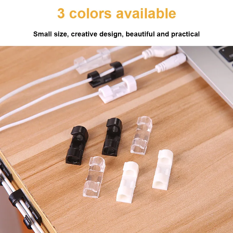 20* Self Adhesive Cable Holder Clamp Table Wall Wire Tidy Cord Clip Organizer