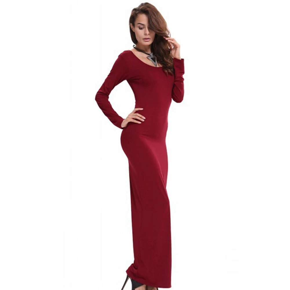 red bodycon maxi dress