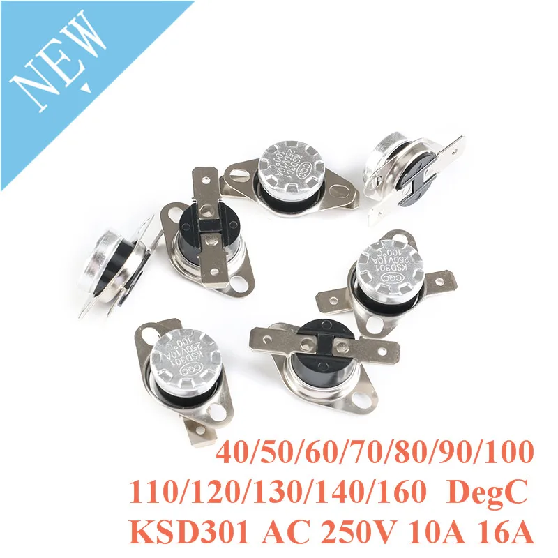 

5pc KSD301 AC 250V 10A 16A Normally Open NC/NO Thermostat Temperature Thermal Control Switch Sensor 40-160 DegC Degrees