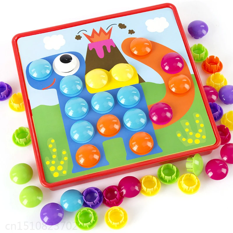 2018 Кнопка Art Цвет Соответствующие мозаики Pegboard для раннего развития игрушки Дети