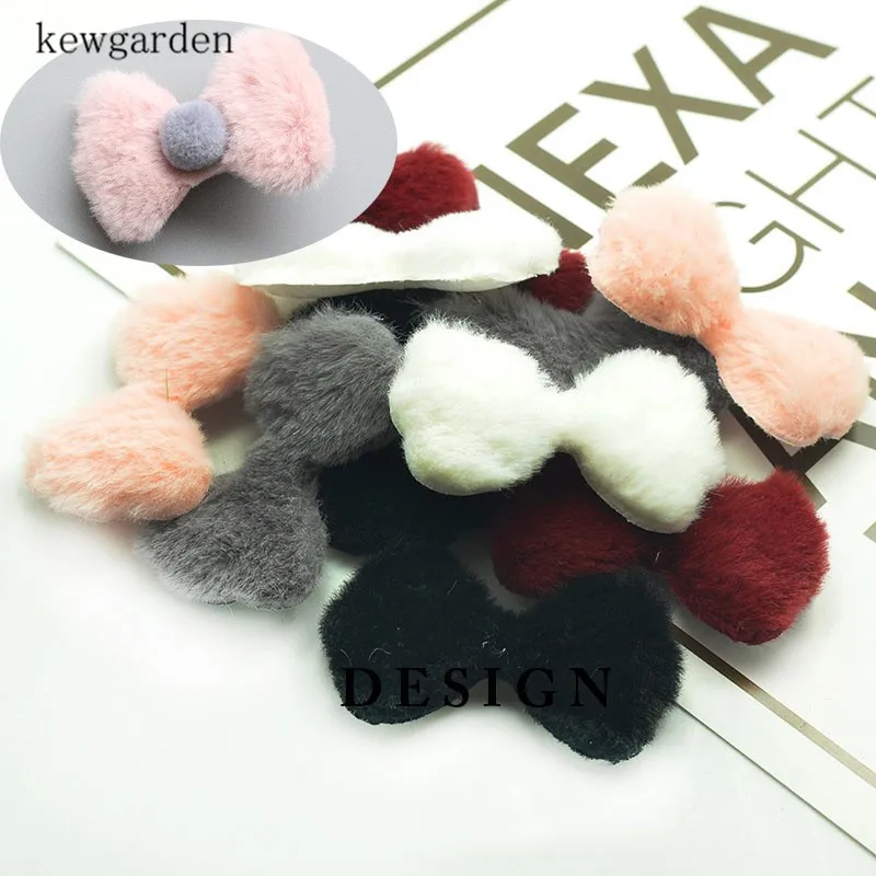 

Kewgarden DIY Hair Bow Brooch Material Accessories Imitation Rabbit Plush Bow Handmade Bowknot 4*6.5cm 30 Pcs/ lot