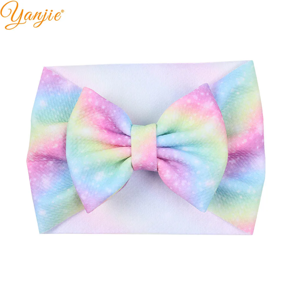 

5" Hair Bows Headband Waffle Festival Print Dot Floral Soft Elastic Leopard Headwrap DIY Girls Hair Accessories Party Hairband